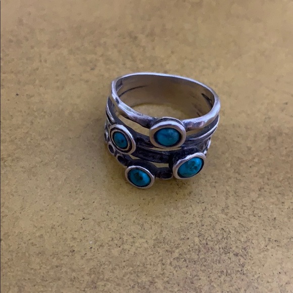 Genuine Turquoise Sterling Silver Ring. - Picture 2 of 4